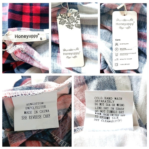 NWT Honeyuppy Plaid Fit-and-Flare Midi Dress Pockets Red Blue White S - Picture 5 of 5